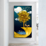 tableau peinture arbre magique en or