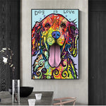 tableau moderne d’un chien multicolore