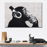 tableau singe qui écoute de la musique
