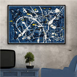 Cadre Jackson Pollock fond bleu