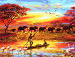 Cadre arbre et éléphant noir