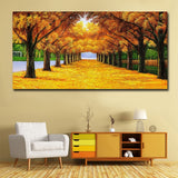 tableau rangée arbre jaune