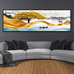tableau peinture dorée d’un arbre
