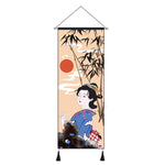 Affiche femme japonaise et lune rouge