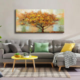 tableau peinture arbre feuilles jaunes