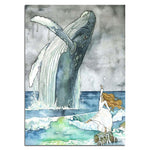 Cadre peinture baleine grise