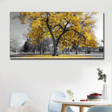 tableau photo noir et blanc arbre jaune