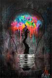 tableau arbre coloré dans une ampoule