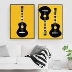 tableau piano sur fond jaune