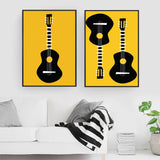 tableau piano sur fond jaune