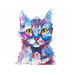 tableau abstrait chat bleu et violet