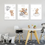 tableau dessin enfant ours dans l’avion