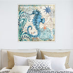 tableau peinture hippocampe bleu