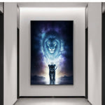 tableau tête lion galactique