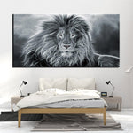 tableau lion gris