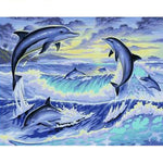 Cadre peintures vagues et dauphins
