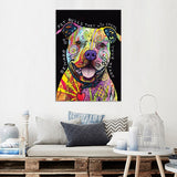 tableau coloré pitbull fond noir
