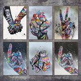 tableau street art main dans la main