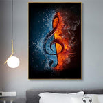 tableau note de musique en feu