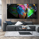 Cadre peinture éléphant pop art