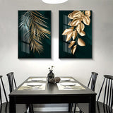 Nordic Decoration Golden Leaf Canvas Abstract Painting Wall 