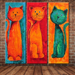 tableau peinture plusieurs chats rigolos