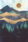 Affiche soleil et montagne abstraite