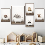 Llama Elephant Giraffe Bear Panda Lion Bathtub Wall Art 