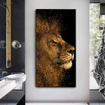 tableau roi de la savane fond noir