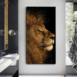 tableau roi de la savane fond noir