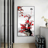 tableau arbre chinois fleurs rouges