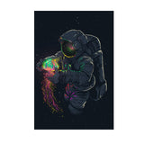 tableau astronaute et méduse en couleurs