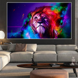 tableau peinture crinière lion colorée