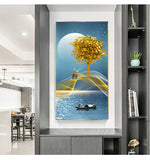 tableau peinture arbre magique en or