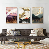 Alpine Flying Crane Abstract Posters and Prints Japanese 