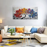 tableau peinture arbre feuilles jaunes