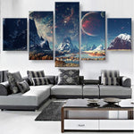 tableau paysage montagneux vu sur l’espace