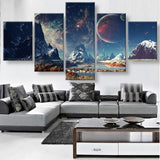 tableau paysage montagneux vu sur l’espace