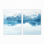 tableau peinture brume et montagne