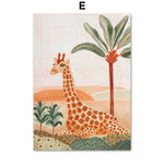 tableau peinture girafe et palmier