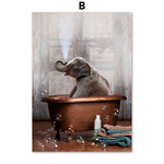 tableau baignoire éléphant heureux