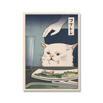 Affiche chat japonais qui mange