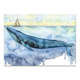 Cartoon Whale Shark Sea Ship Landscape Wall Art Canvas 