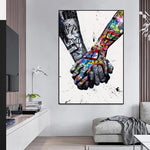 tableau street art main dans la main