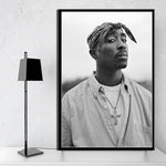 tableau Tupac Shakur photo en noir et blanc