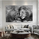 tableau lion 1 pièce Couple noir et blanc