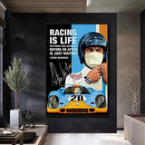 tableau voiture racing et homme