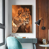 cadre lion 1 pièce Peinture couple lions 