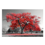 tableau noir et blanc arbre orange