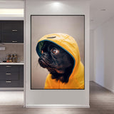 tableau chien blouson jaune